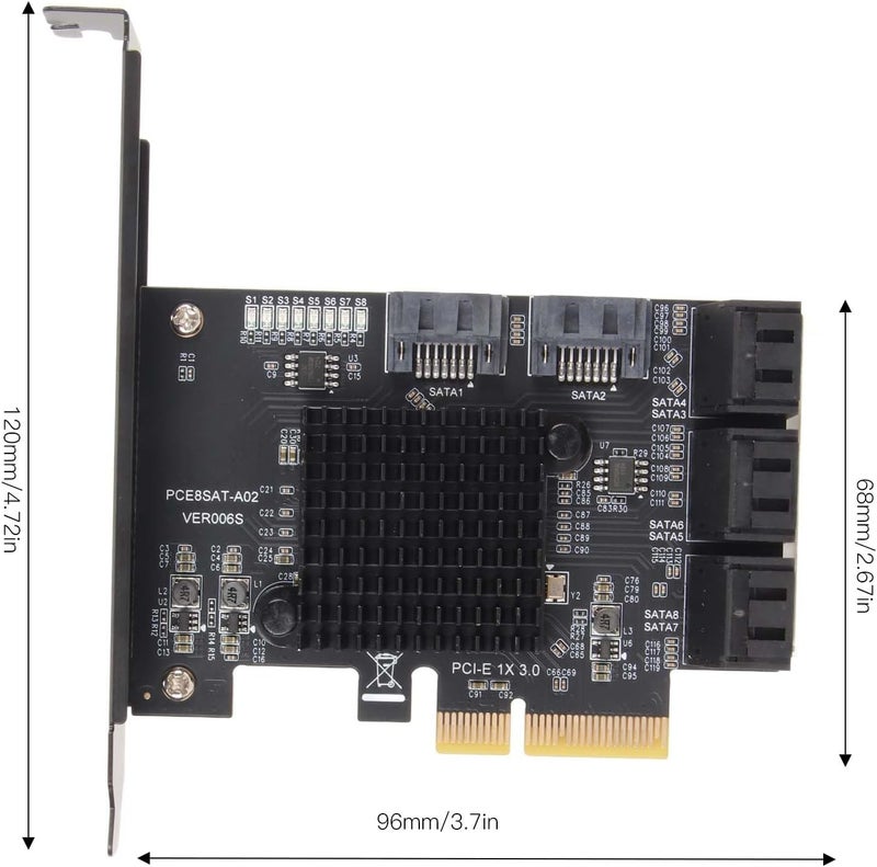 Pomya 8 Port SATA Card, PCIE to SATA 3.0 Expansion Board with Large Heat Sink, Short Baffle for and Linux, Support Hot Swappable Boot System Disk - Image 5